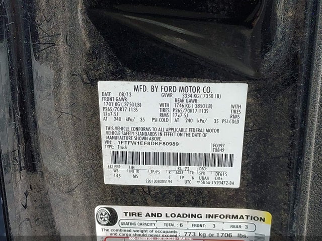 Aukcja sprzedaży 2013 Ford F-150 Xlt, vin: 1FTFW1EF8DKF80989, numer aukcji: 46089105