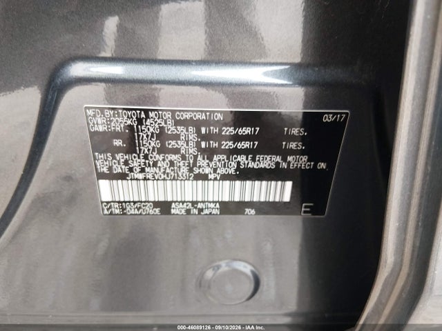 Продажа на аукционе авто 2017 Toyota Rav4 Xle, vin: JTMWFREV0HJ713312, номер лота: 46089126