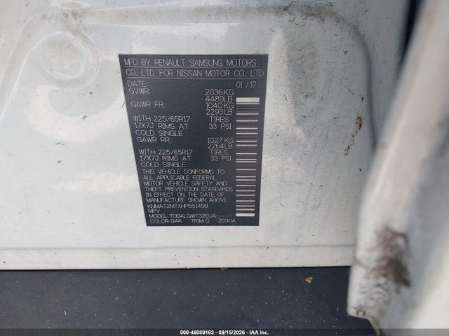 Продаж на аукціоні авто 2017 Nissan Rogue Sv, vin: KNMAT2MTXHP551499, номер лоту: 46089163