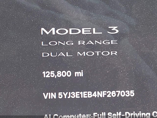 Продаж на аукціоні авто 2022 Tesla Model 3 Long Range Dual Motor All-wheel Drive, vin: 5YJ3E1EB4NF267035, номер лоту: 46089191