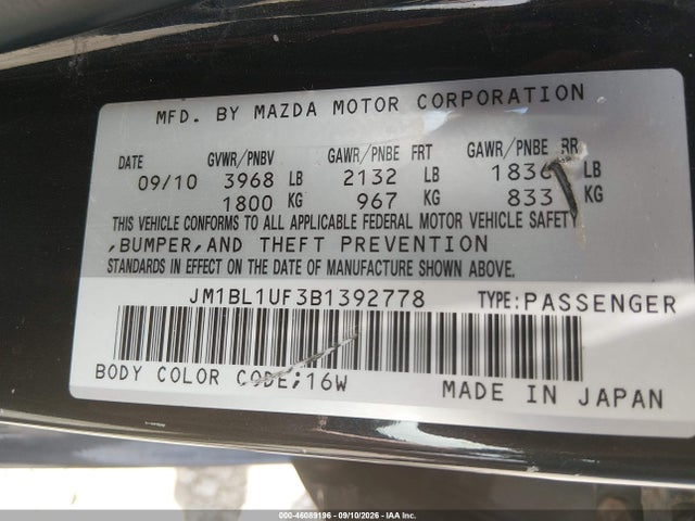 Продаж на аукціоні авто 2011 Mazda Mazda3 I Sport, vin: JM1BL1UF3B1392778, номер лоту: 46089196