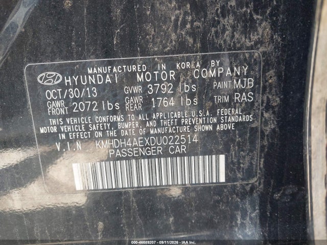 Продаж на аукціоні авто 2013 Hyundai Elantra Gls, vin: KMHDH4AEXDU022514, номер лоту: 46089207