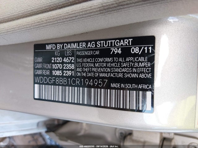 Продажа на аукционе авто 2012 Mercedes-benz C 300 Sport 4matic, vin: WDDGF8BB1CR194957, номер лота: 46089285