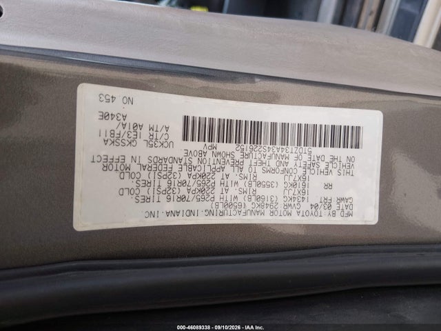 2004 Toyota Sequoia Sr5 V8 მანქანა იყიდება აუქციონზე, vin: 5TDZT34A34S226152, აუქციონის ნომერი: 46089338