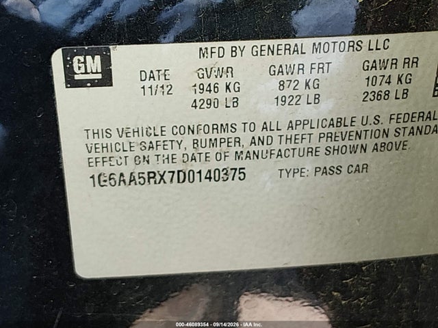 Продаж на аукціоні авто 2013 Cadillac Ats Standard, vin: 1G6AA5RX7D0140375, номер лоту: 46089354