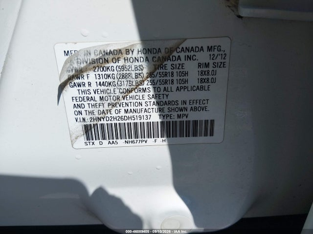 Продаж на аукціоні авто 2013 Acura Mdx, vin: 2HNYD2H26DH519137, номер лоту: 46089405