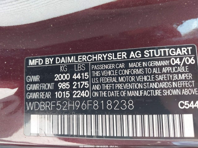 Продаж на аукціоні авто 2006 Mercedes-benz C 230 Sport, vin: WDBRF52H96F818238, номер лоту: 46089443