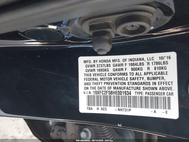 Продажа на аукционе авто 2017 Honda Civic Lx, vin: 19XFC2F58HE001934, номер лота: 46089445