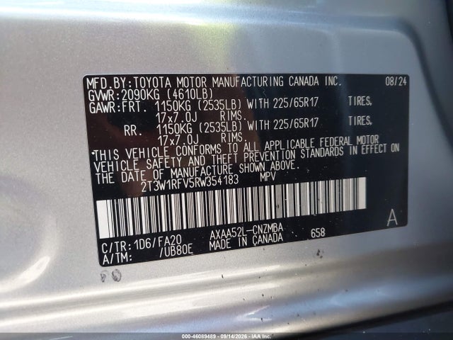 Продаж на аукціоні авто 2024 Toyota Rav4 Xle, vin: 2T3W1RFV5RW354183, номер лоту: 46089489