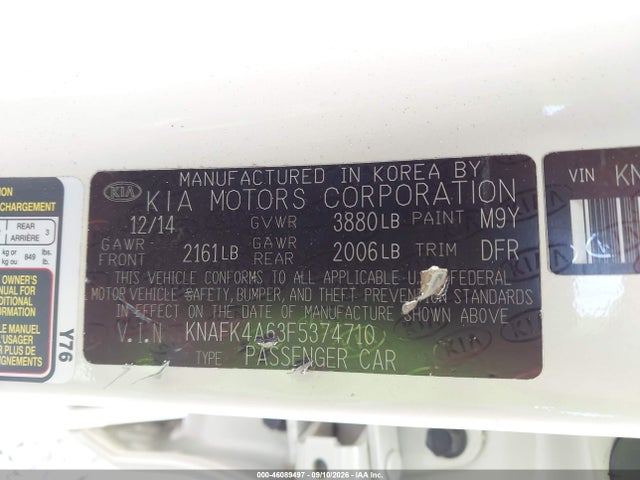 Продаж на аукціоні авто 2015 Kia Forte Lx, vin: KNAFK4A63F5374710, номер лоту: 46089497