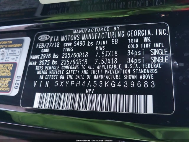 KIA Sorento 3.3l Ex 2019 5XYPH4A53KG439683 Image 9