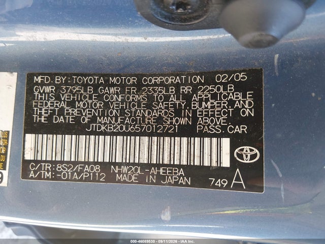 Продажа на аукционе авто 2005 Toyota Prius, vin: JTDKB20U657012721, номер лота: 46089530