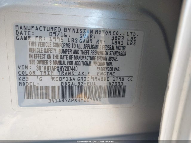 Nissan SENTRA S 2017 3N1AB7APXHY207440 Image 9