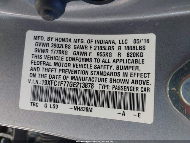 Honda Civic Ex-l 2016 19XFC1F77GE213878 Image 9