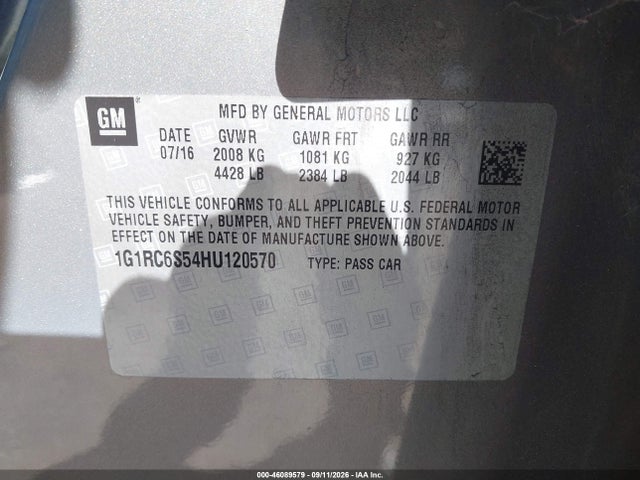 Продажа на аукционе авто 2017 Chevrolet Volt Lt, vin: 1G1RC6S54HU120570, номер лота: 46089579