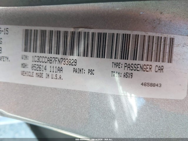 Продаж на аукціоні авто 2015 Chrysler 200 Limited, vin: 1C3CCCAB7FN733829, номер лоту: 46089590