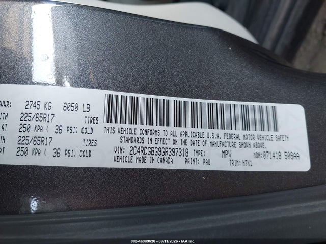 Dodge Grand Caravan Se 2016 2C4RDGBG9GR397318 Image 9