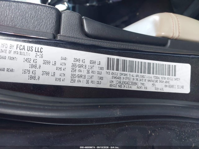 2016 Jeep Grand Cherokee 75th Anniversary მანქანა იყიდება აუქციონზე, vin: 1C4RJEAG4GC359941, აუქციონის ნომერი: 46089674