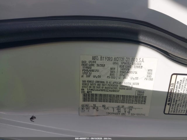 Продаж на аукціоні авто 2003 Ford Explorer Eddie Bauer, vin: 1FMZU64W03ZA08057, номер лоту: 46089711
