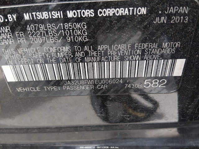 Mitsubishi LANCER GT 2014 JA32U8FW1EU006024 Image 9