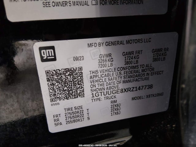 46089743 :رقم المزاد ، 1GTUUGE8XRZ147738 vin ، 2024 Gmc Sierra 1500 4wd  Short Box Denali مزاد بيع
