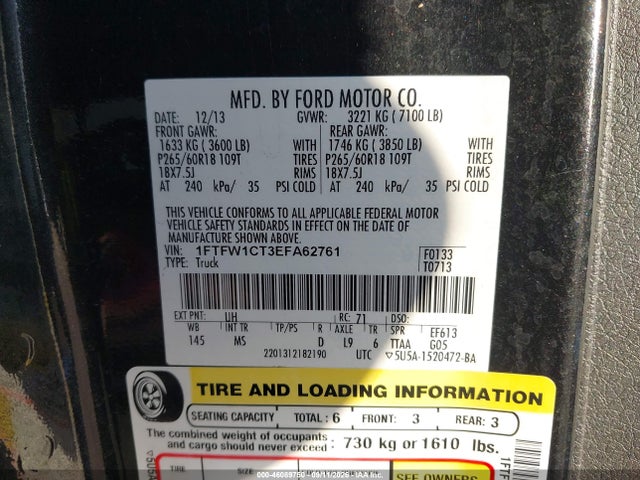 Ford F-150 Xlt 2014 1FTFW1CT3EFA62761 Image 9