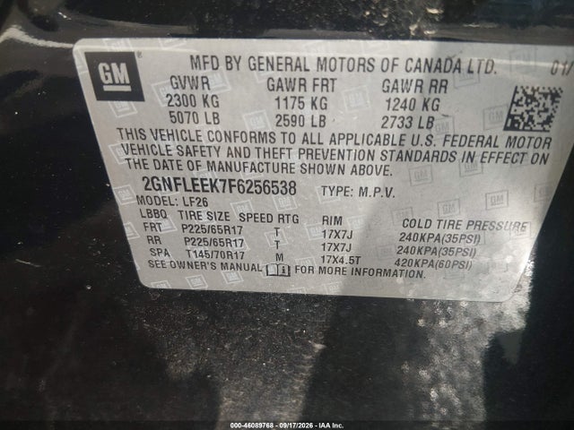 2015 Chevrolet Equinox Ls მანქანა იყიდება აუქციონზე, vin: 2GNFLEEK7F6256538, აუქციონის ნომერი: 46089768