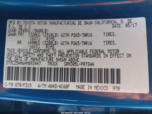 3TMCZ5AN6HM093447 Toyota Tacoma Trd Off Road