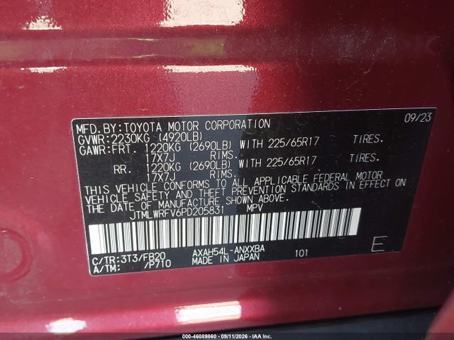 2023 Toyota Rav4 Hybrid Le მანქანა იყიდება აუქციონზე, vin: JTMLWRFV6PD205831, აუქციონის ნომერი: 46089860