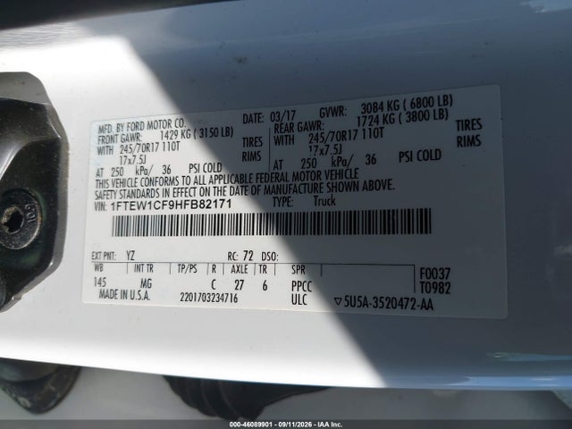 Aukcja sprzedaży 2017 Ford F-150 Xlt, vin: 1FTEW1CF9HFB82171, numer aukcji: 46089901
