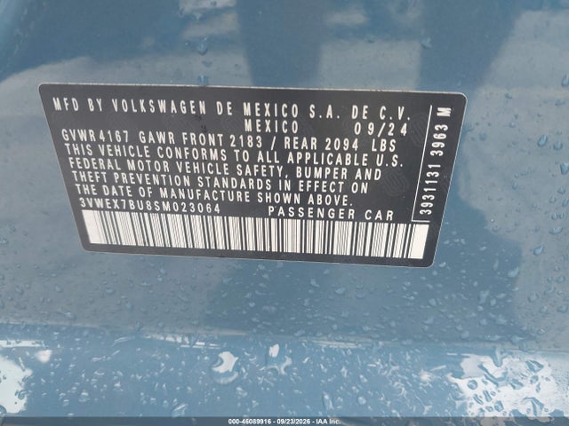 Aukcja sprzedaży 2025 Volkswagen Jetta 1.5t Se, vin: 3VWEX7BU8SM023064, numer aukcji: 46089916