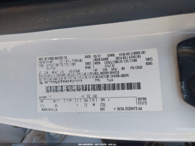 46089930 :رقم المزاد ، 1FT7W2BT8HEF21773 vin ، 2017 Ford F-250 Xl مزاد بيع