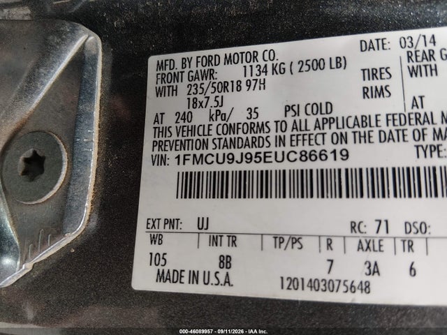 Ford Escape Titanium 2014 1FMCU9J95EUC86619 Image 9