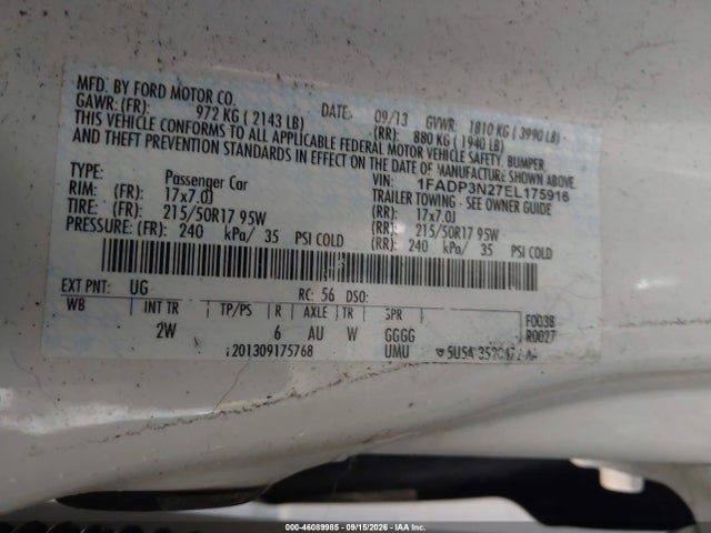 1FADP3N27EL175916 Ford Focus Titanium