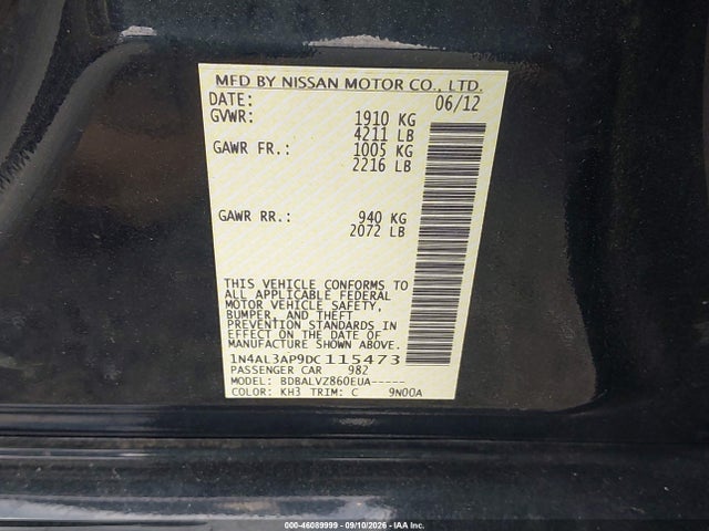 Продажа на аукционе авто 2013 Nissan Altima 2.5 Sl, vin: 1N4AL3AP9DC115473, номер лота: 46089999