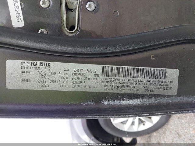 46090065 :رقم المزاد ، 3C4PDDBG4HT592599 vin ، 2017 Dodge Journey Sxt Awd مزاد بيع