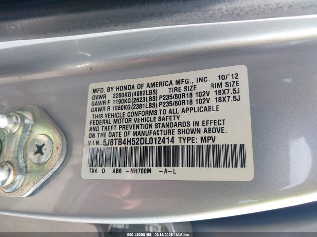 Aukcja sprzedaży 2013 Acura Rdx, vin: 5J8TB4H52DL012414, numer aukcji: 46090158