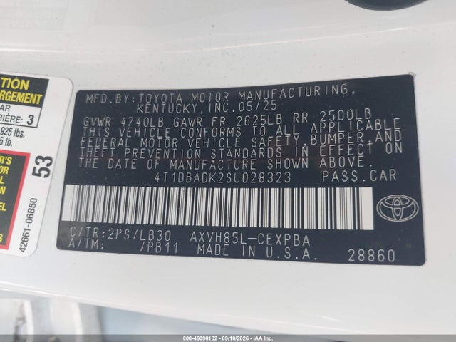 Toyota CAMRY XSE 2025 4T1DBADK2SU028323 Image 9