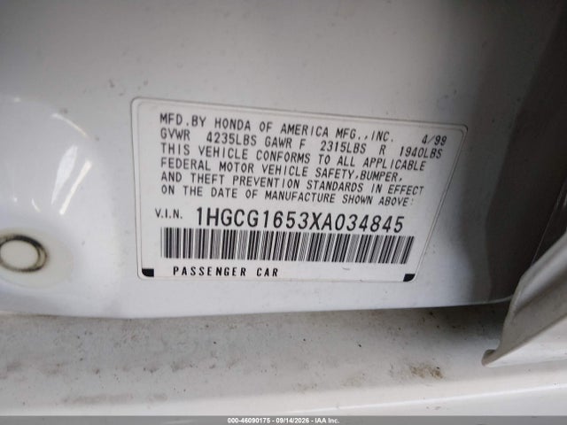 Продаж на аукціоні авто 1999 Honda Accord Ex V6, vin: 1HGCG1653XA034845, номер лоту: 46090175