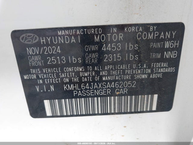 2025 Hyundai Sonata Sel მანქანა იყიდება აუქციონზე, vin: KMHL64JAXSA462052, აუქციონის ნომერი: 46090193