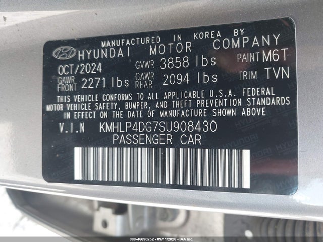 Aukcja sprzedaży 2025 Hyundai Elantra Limited, vin: KMHLP4DG7SU908430, numer aukcji: 46090252