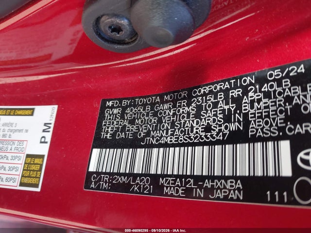 Продаж на аукціоні авто 2025 Toyota Corolla Xse, vin: JTNC4MBE8S3233347, номер лоту: 46090295
