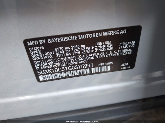 Продажа на аукционе авто 2016 Bmw X5 Edrive Xdrive40e, vin: 5UXKT0C51G0S75991, номер лота: 46090297