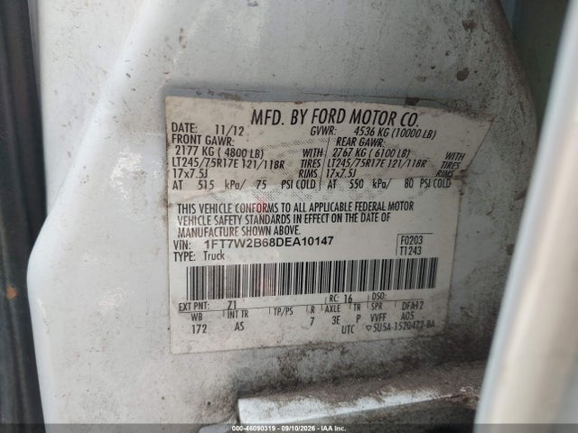 2013 Ford F-250 Xl მანქანა იყიდება აუქციონზე, vin: 1FT7W2B68DEA10147, აუქციონის ნომერი: 46090319
