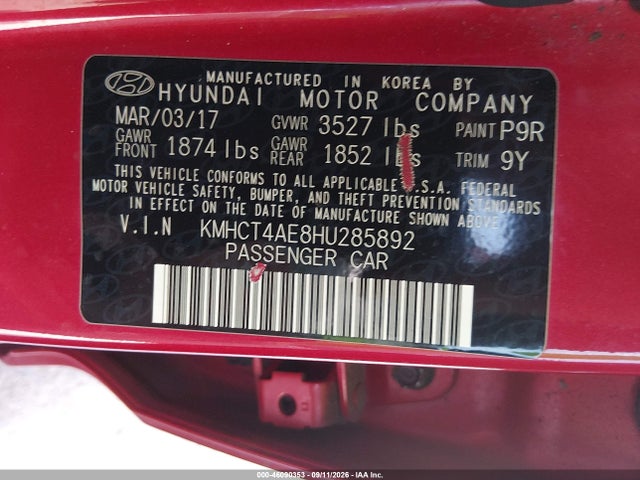 Продаж на аукціоні авто 2017 Hyundai Accent Se, vin: KMHCT4AE8HU285892, номер лоту: 46090353