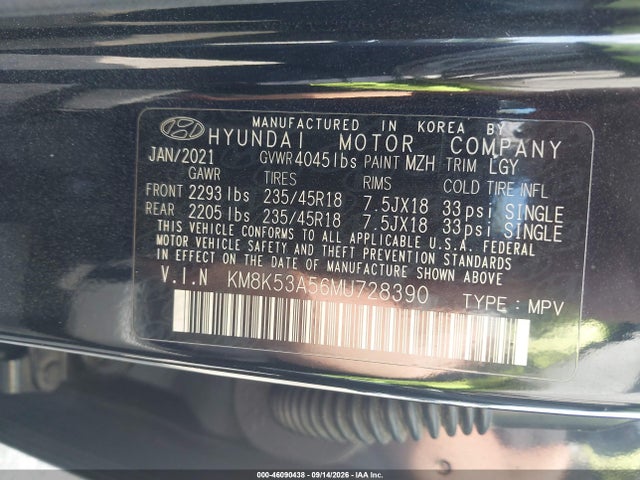 Aukcja sprzedaży 2021 Hyundai Kona Ultimate, vin: KM8K53A56MU728390, numer aukcji: 46090438
