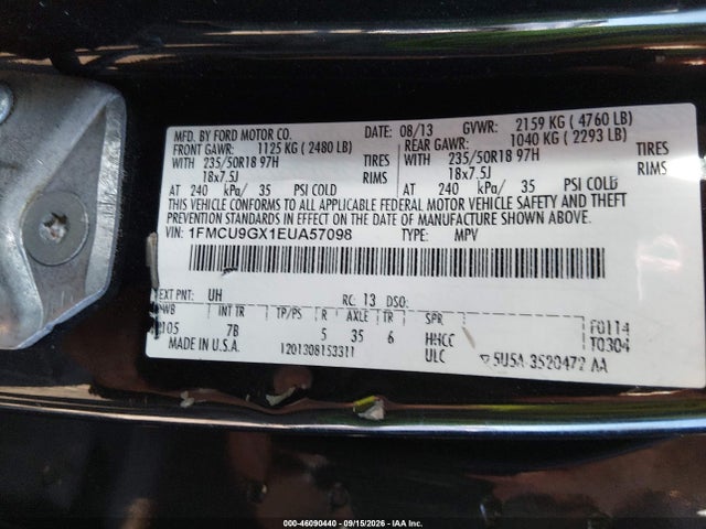 Aukcja sprzedaży 2014 Ford Escape Se, vin: 1FMCU9GX1EUA57098, numer aukcji: 46090440