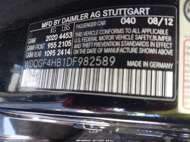 Aukcja sprzedaży 2013 Mercedes-benz C 250 Sport, vin: WDDGF4HB1DF982589, numer aukcji: 46090458