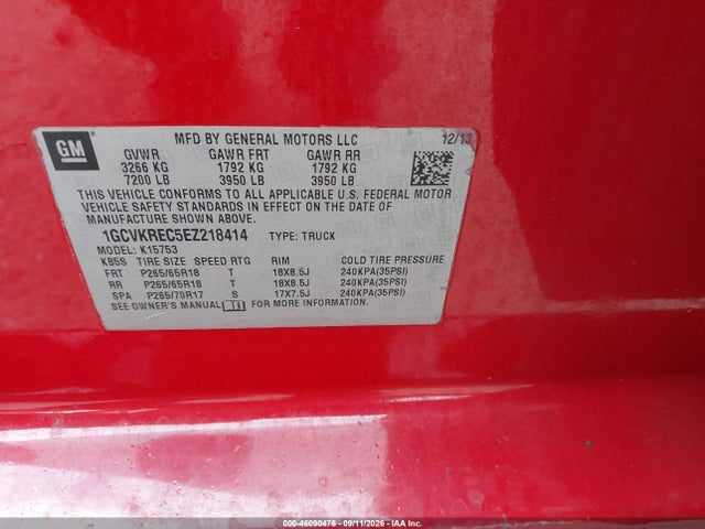 Продажа на аукционе авто 2014 Chevrolet Silverado 1500 2lt, vin: 1GCVKREC5EZ218414, номер лота: 46090476