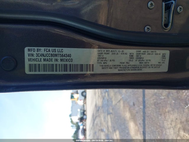 Aukcja sprzedaży 2021 Jeep Compass Limited Fwd, vin: 3C4NJCCB0MT564340, numer aukcji: 46090496